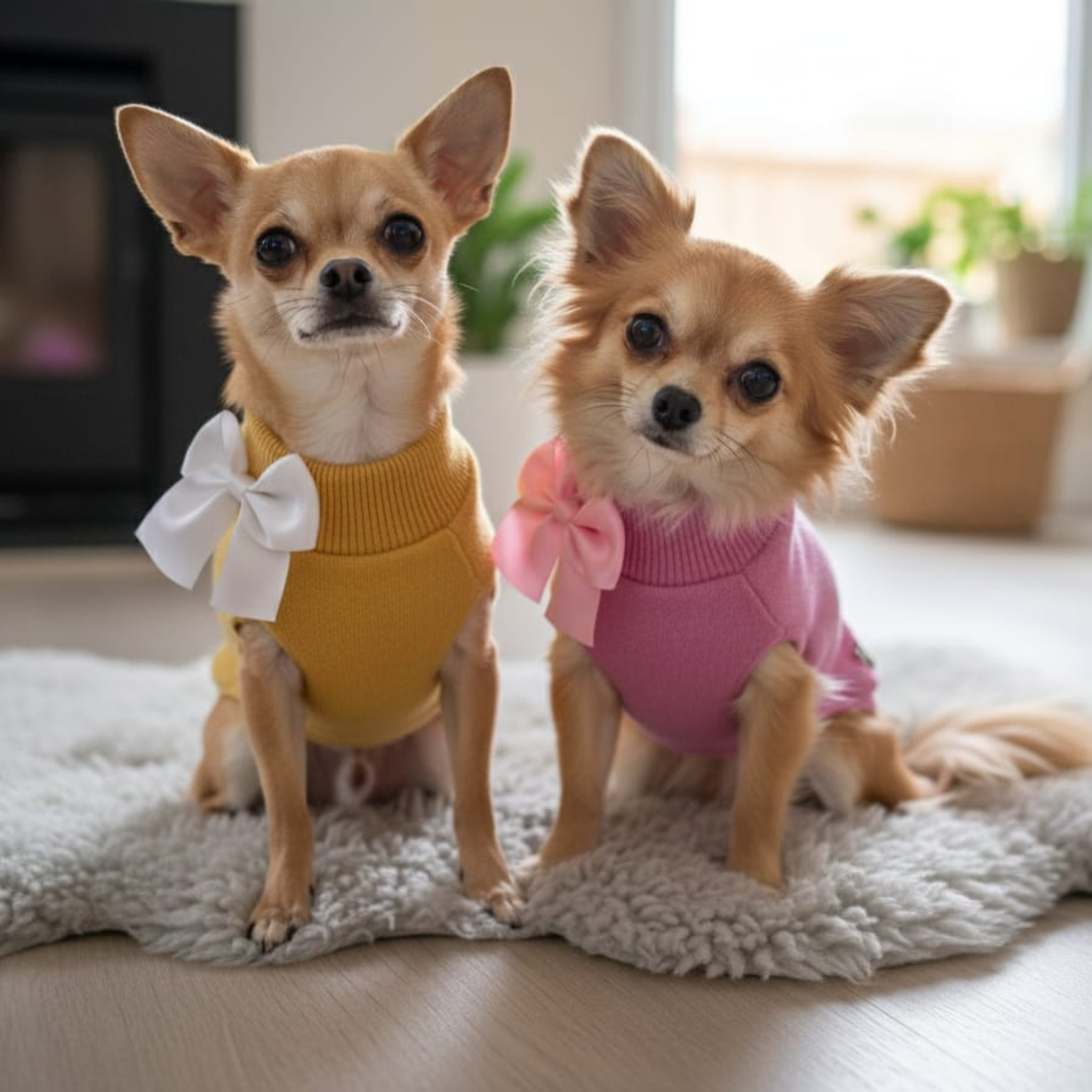 Maglione Giallo Lana Merino con Swarovski per Cani
